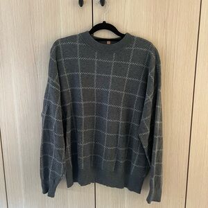 Lunya Charcoal Check Crewneck Sweater